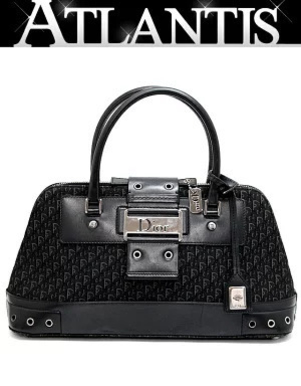 Christian Dior Street Handbag Trotter Canvas Black
